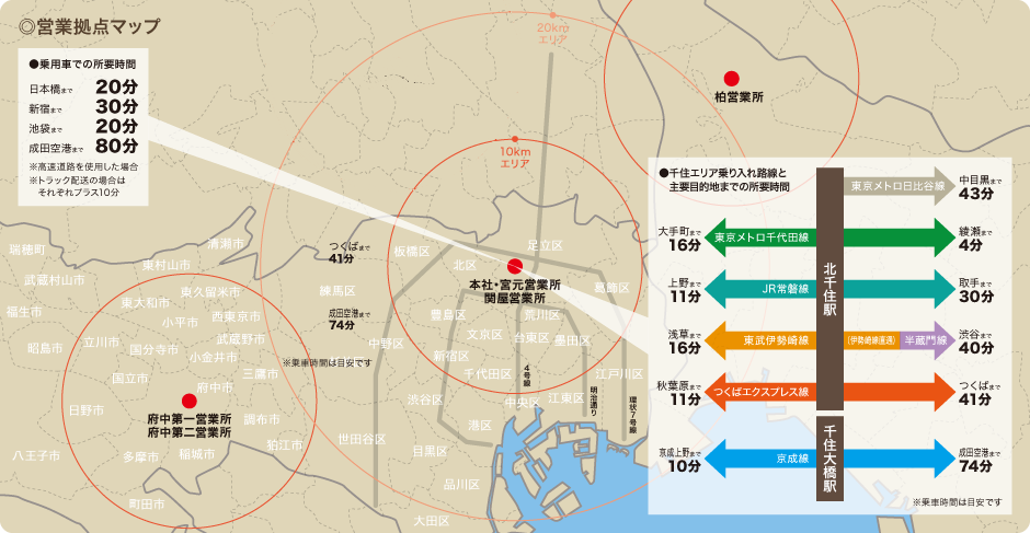 太成倉庫の営業拠点マップ